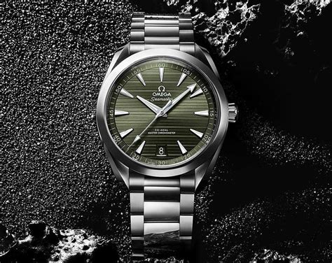 omega green dial watch|omega aqua terra 41mm black.